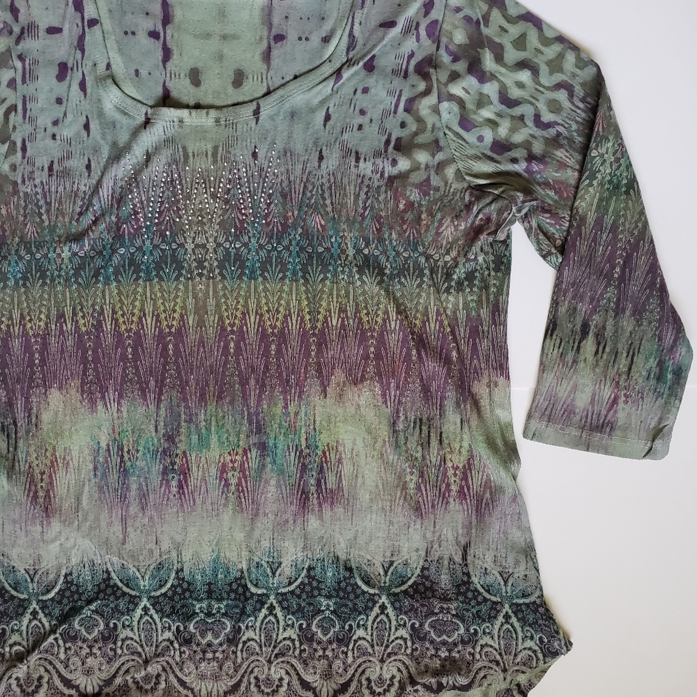 World Unity Tie Dye Top | 3/4 Sleeve | XL